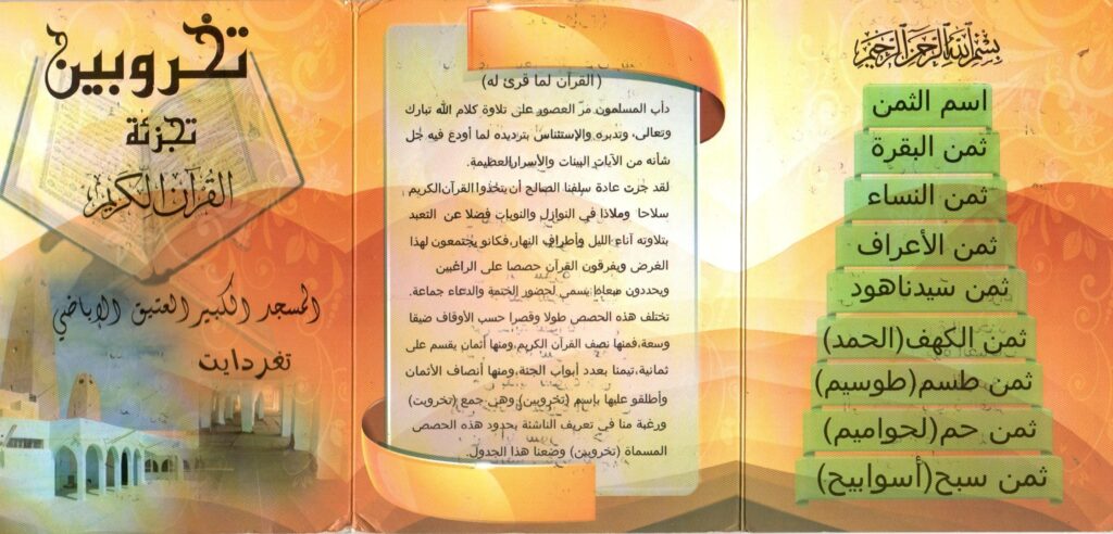 تفريق القرآن الكريم أثمان وتخروبين (قسط من القرآن الكريم)